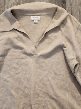 J. Crew Neutral Beige Cashmere Polo Size Small